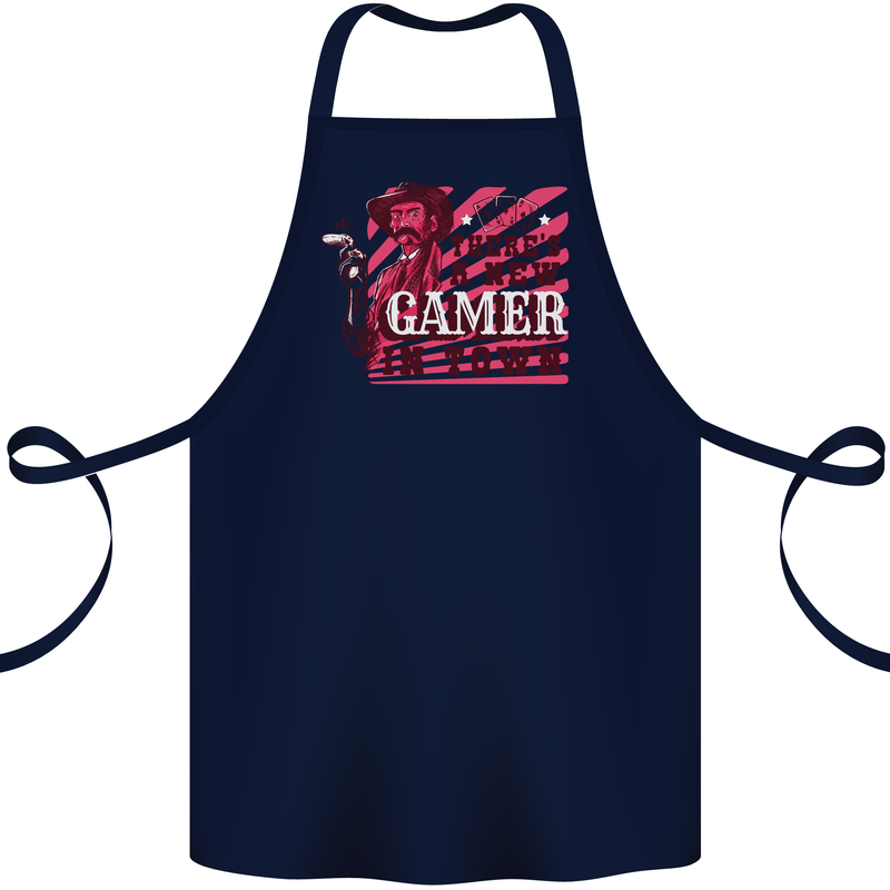 There's a New Gamer in Town Gaming Cotton Apron 100% Organic Navy Blue