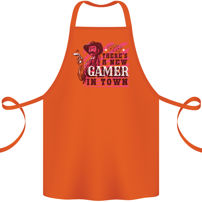 There's a New Gamer in Town Gaming Cotton Apron 100% Organic Orange