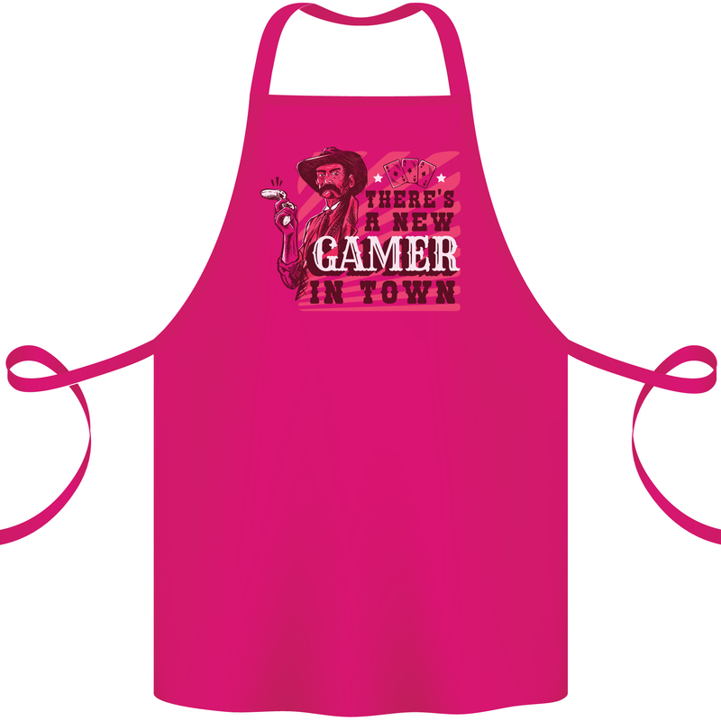 There's a New Gamer in Town Gaming Cotton Apron 100% Organic Pink