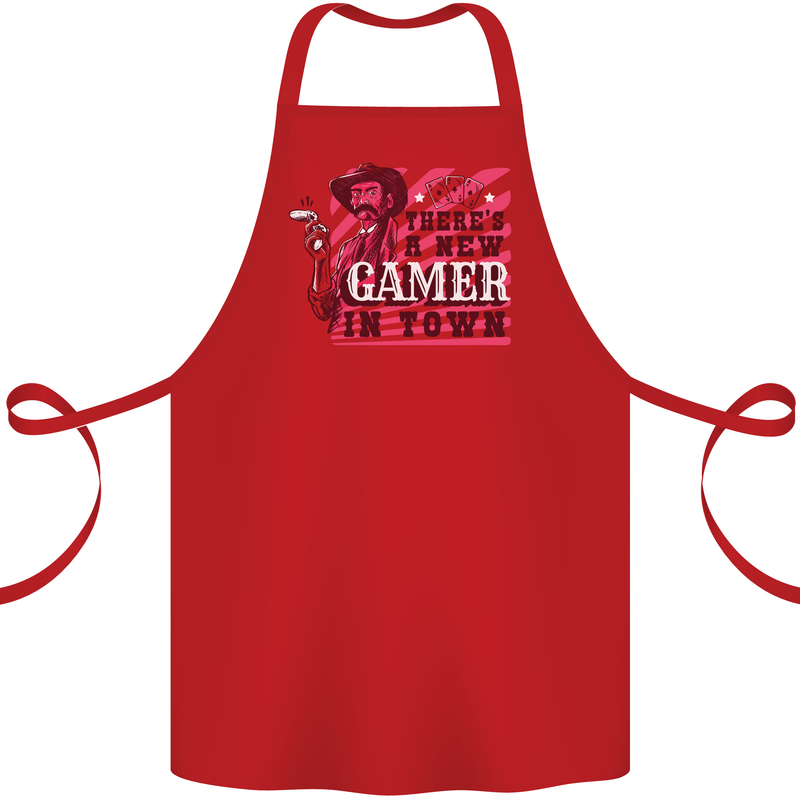 There's a New Gamer in Town Gaming Cotton Apron 100% Organic Red