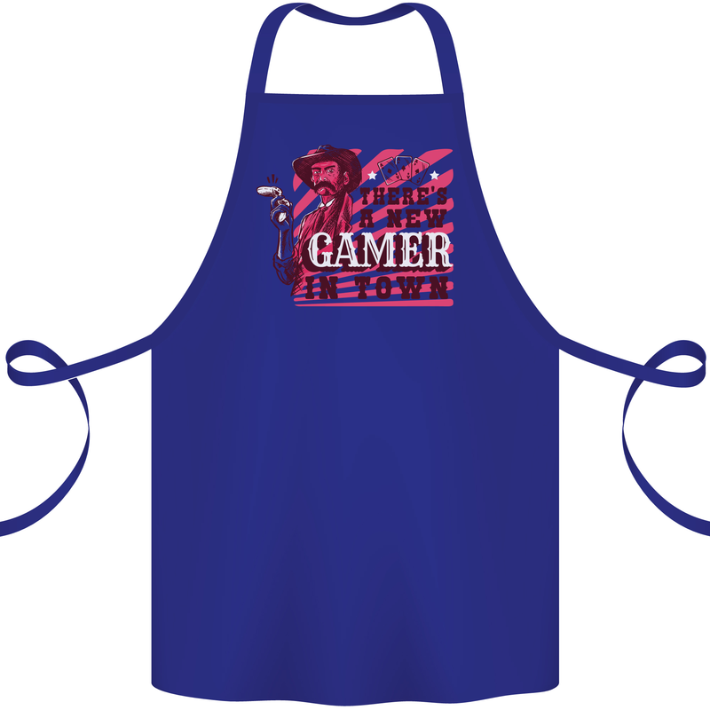 There's a New Gamer in Town Gaming Cotton Apron 100% Organic Royal Blue