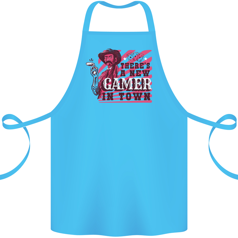 There's a New Gamer in Town Gaming Cotton Apron 100% Organic Turquoise
