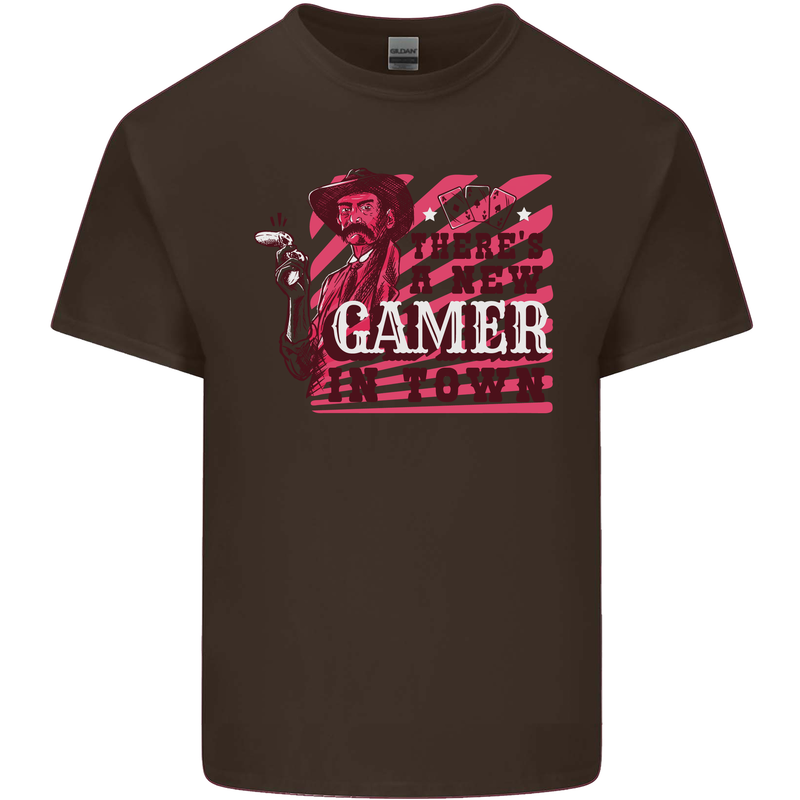 There's a New Gamer in Town Gaming Kids T-Shirt Childrens Chocolate