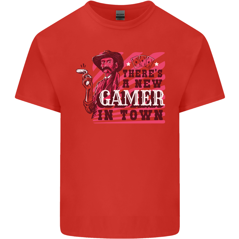 There's a New Gamer in Town Gaming Kids T-Shirt Childrens Red