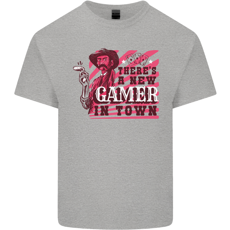 There's a New Gamer in Town Gaming Kids T-Shirt Childrens Sports Grey