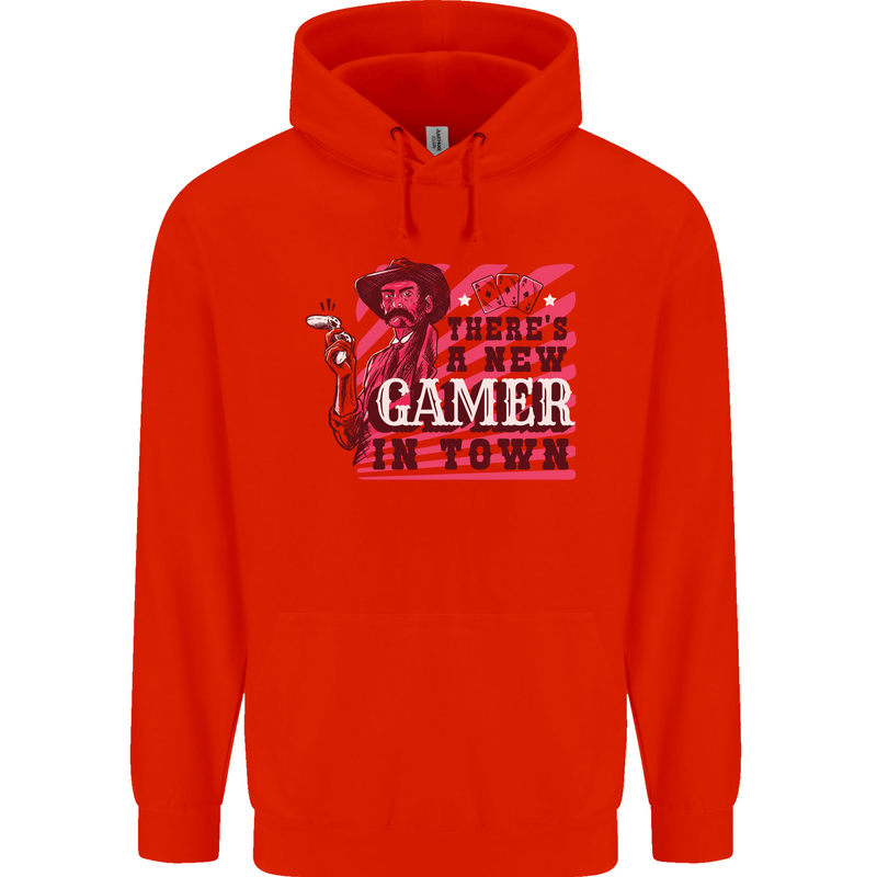 There's a New Gamer in Town Gaming Mens 80% Cotton Hoodie Bright Red