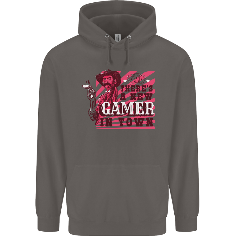 There's a New Gamer in Town Gaming Mens 80% Cotton Hoodie Charcoal
