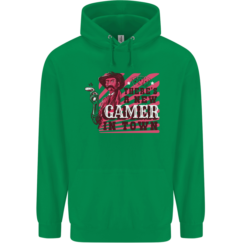 There's a New Gamer in Town Gaming Mens 80% Cotton Hoodie Irish Green