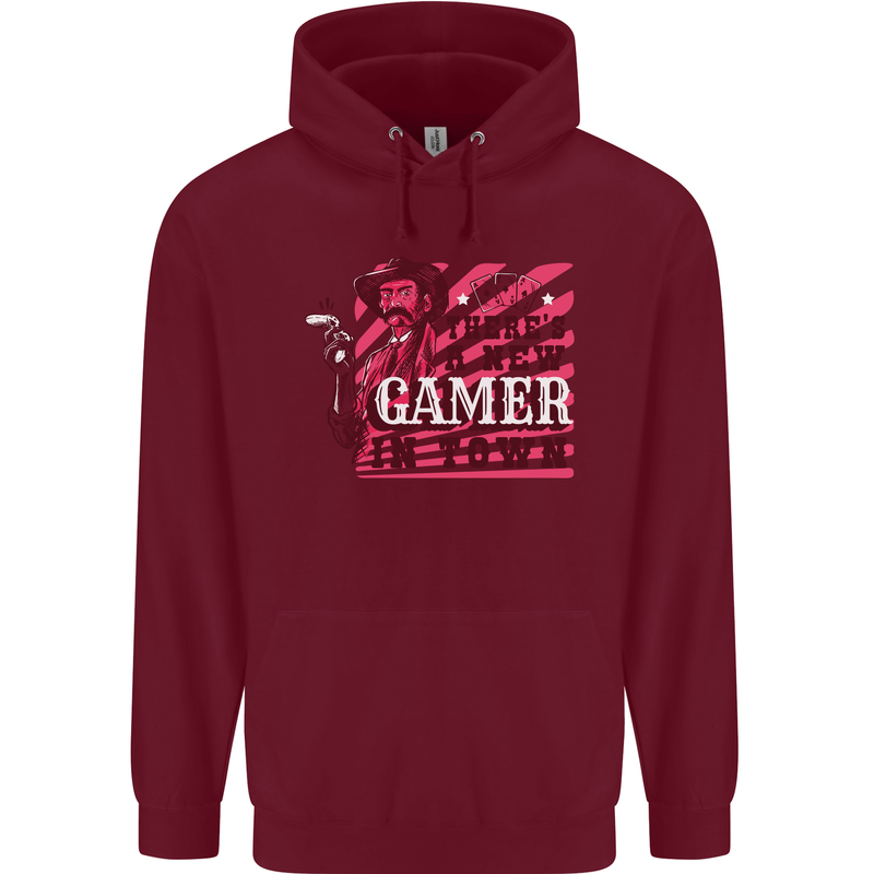 There's a New Gamer in Town Gaming Mens 80% Cotton Hoodie Maroon