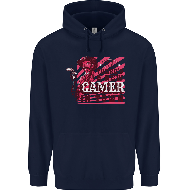 There's a New Gamer in Town Gaming Mens 80% Cotton Hoodie Navy Blue