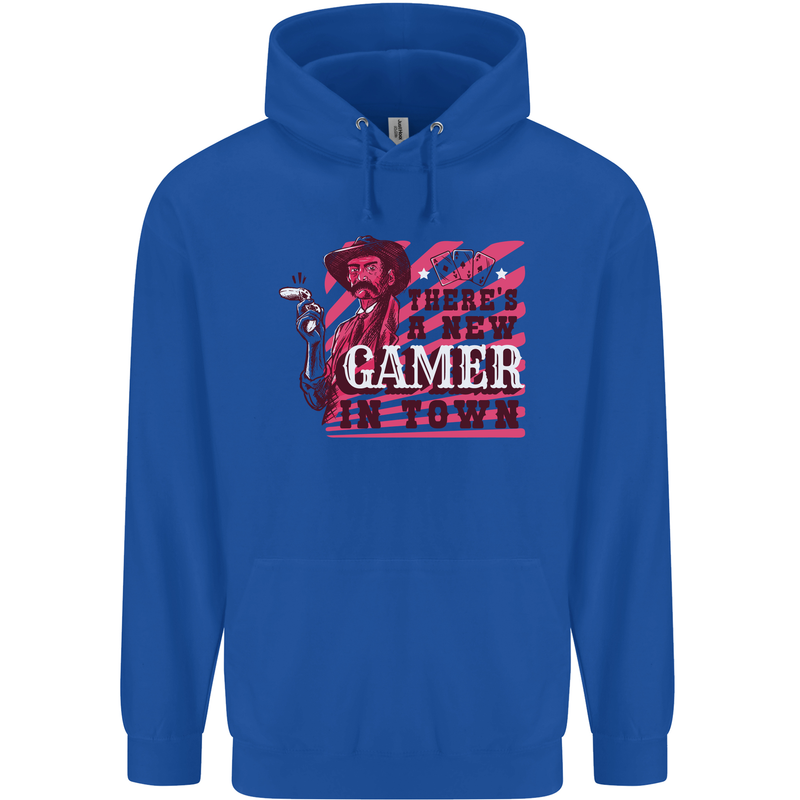 There's a New Gamer in Town Gaming Mens 80% Cotton Hoodie Royal Blue
