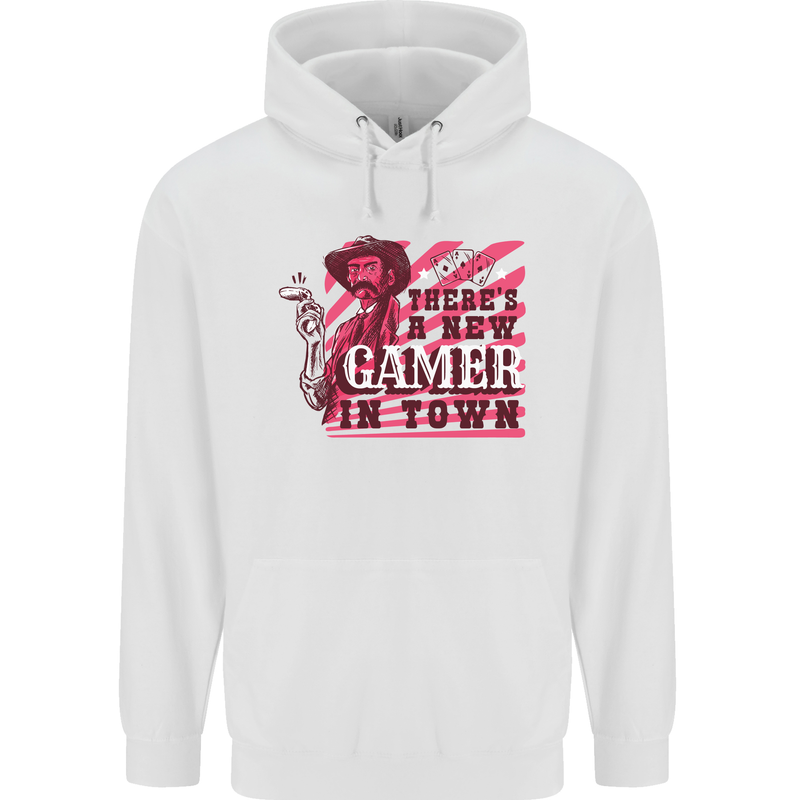 There's a New Gamer in Town Gaming Mens 80% Cotton Hoodie White