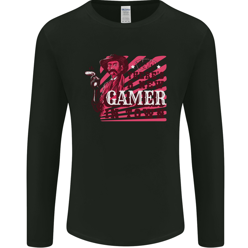 There's a New Gamer in Town Gaming Mens Long Sleeve T-Shirt Black