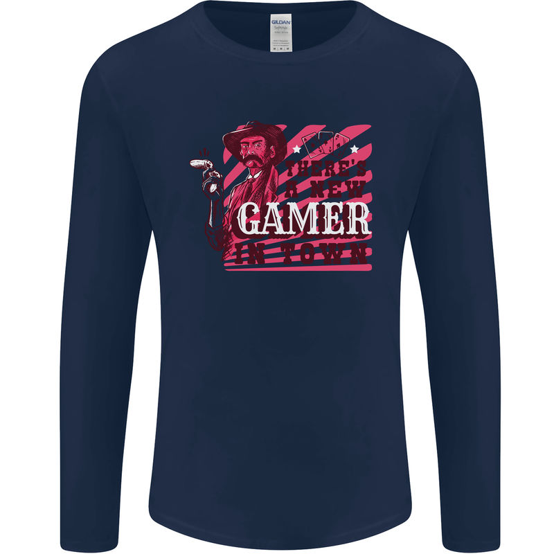 There's a New Gamer in Town Gaming Mens Long Sleeve T-Shirt Navy Blue