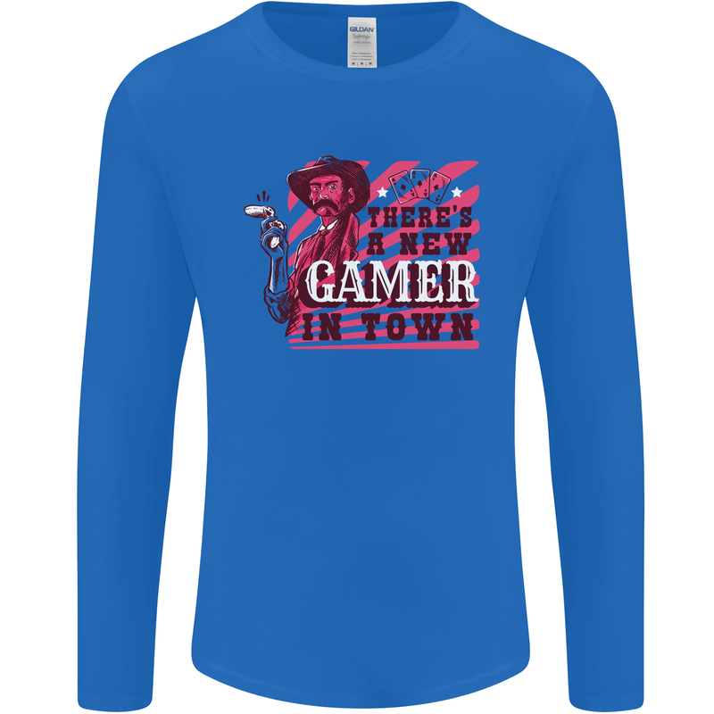 There's a New Gamer in Town Gaming Mens Long Sleeve T-Shirt Royal Blue