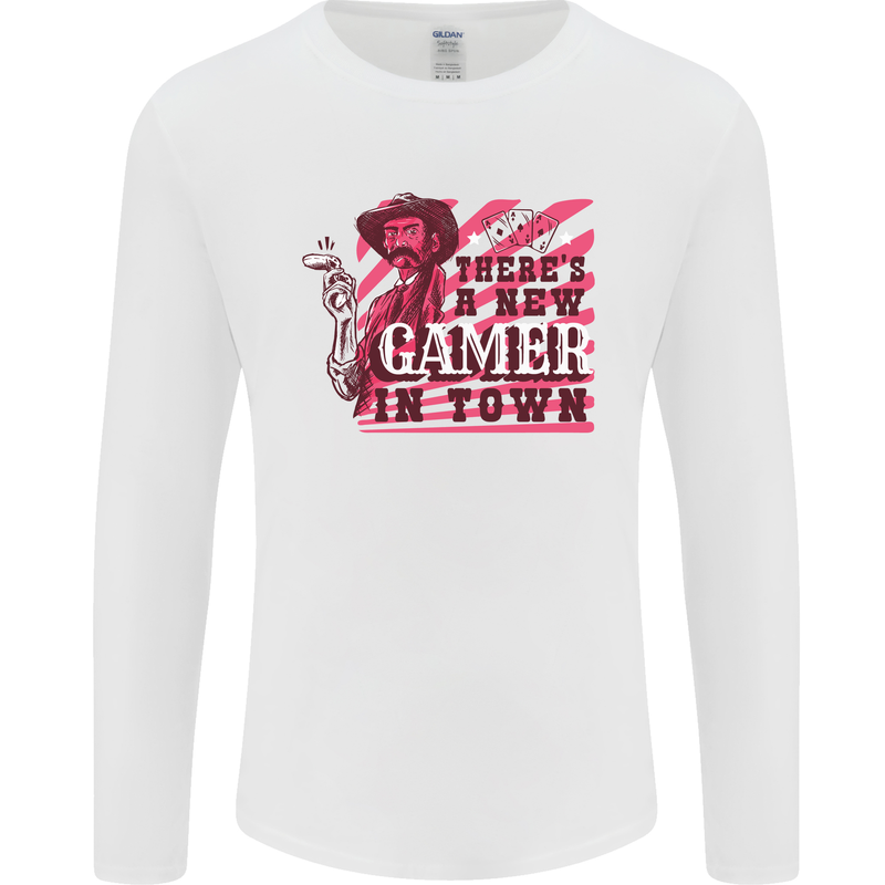 There's a New Gamer in Town Gaming Mens Long Sleeve T-Shirt White