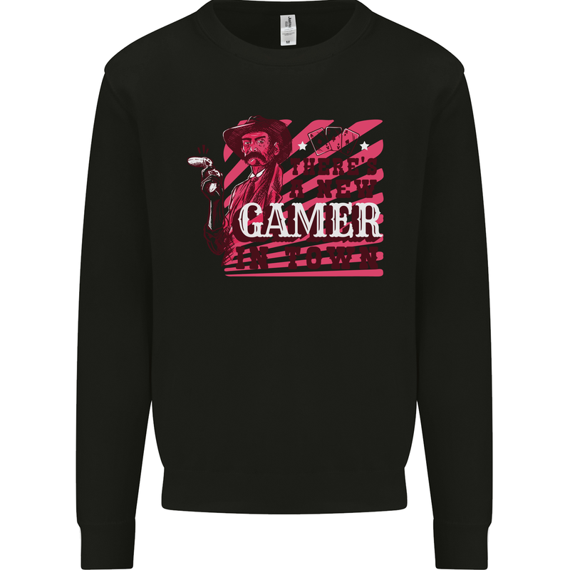 There's a New Gamer in Town Gaming Mens Sweatshirt Jumper Black