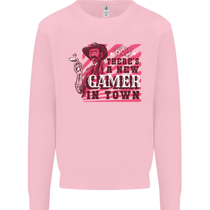 There's a New Gamer in Town Gaming Mens Sweatshirt Jumper Light Pink