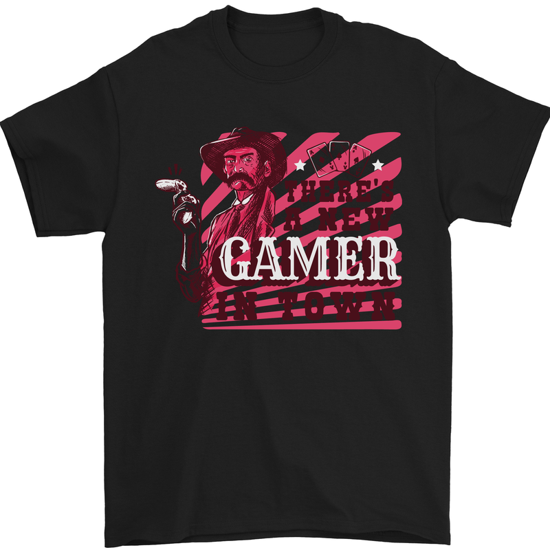 There's a New Gamer in Town Gaming Mens T-Shirt Cotton Gildan Black