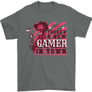 There's a New Gamer in Town Gaming Mens T-Shirt Cotton Gildan Charcoal