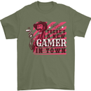 There's a New Gamer in Town Gaming Mens T-Shirt Cotton Gildan Military Green