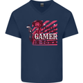 There's a New Gamer in Town Gaming Mens V-Neck Cotton T-Shirt Navy Blue