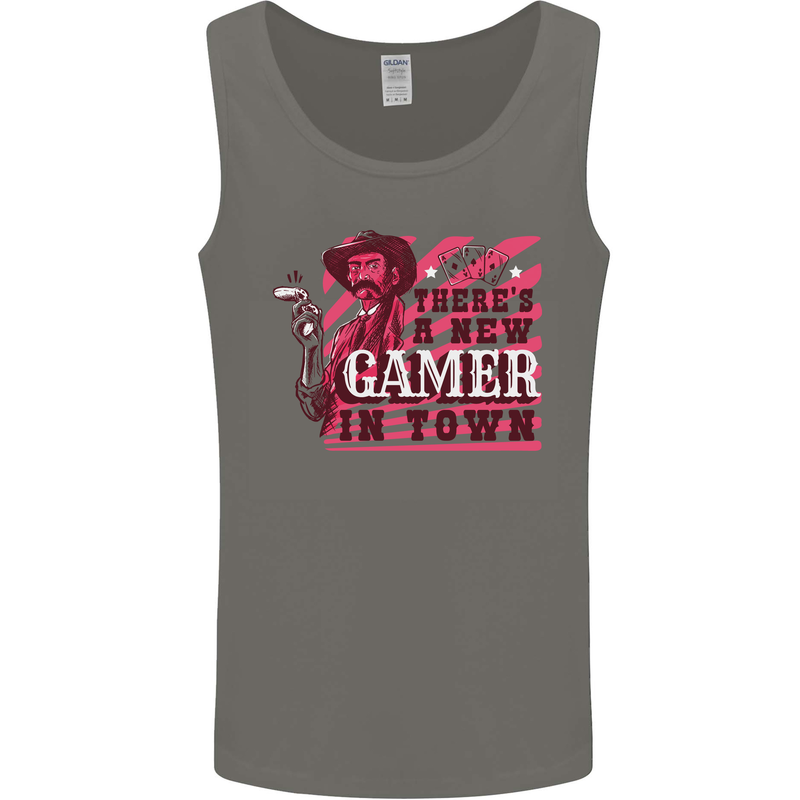 There's a New Gamer in Town Gaming Mens Vest Tank Top Charcoal
