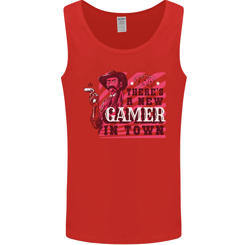 There's a New Gamer in Town Gaming Mens Vest Tank Top Red