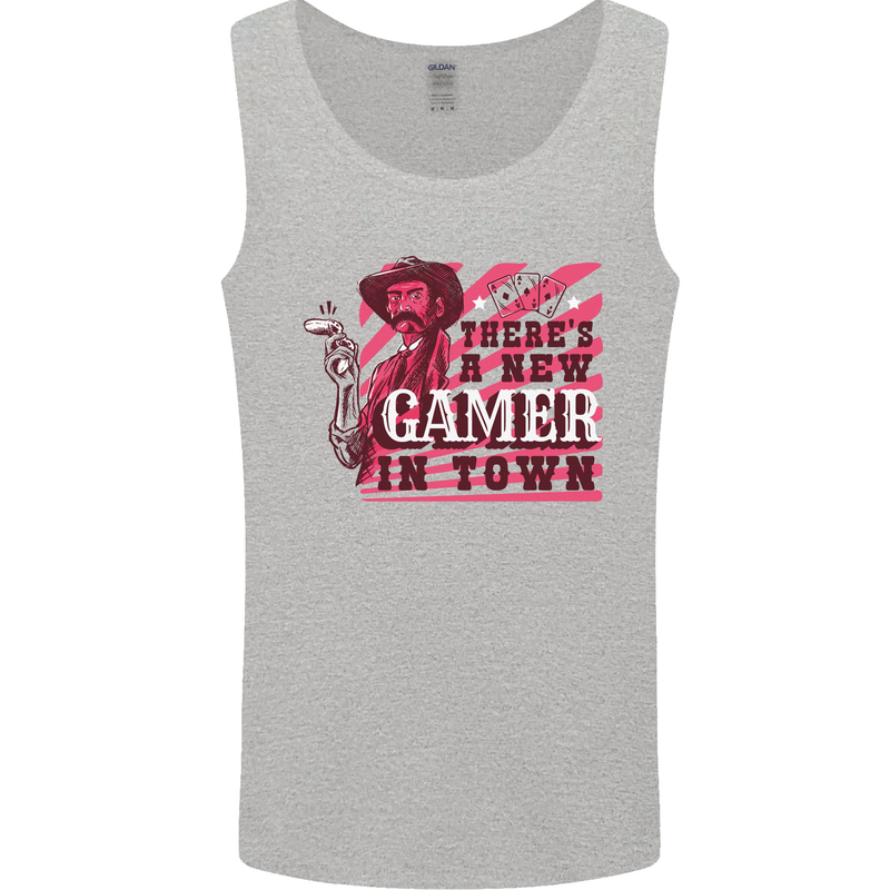 There's a New Gamer in Town Gaming Mens Vest Tank Top Sports Grey