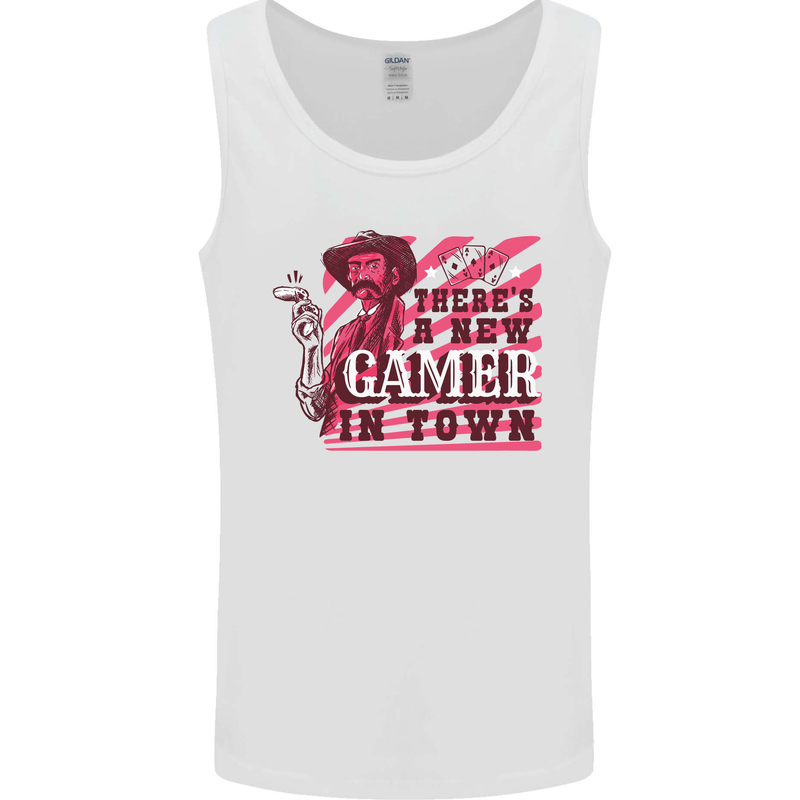 There's a New Gamer in Town Gaming Mens Vest Tank Top White