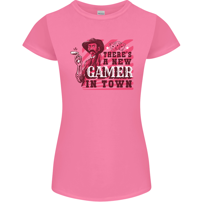 There's a New Gamer in Town Gaming Womens Petite Cut T-Shirt Azalea