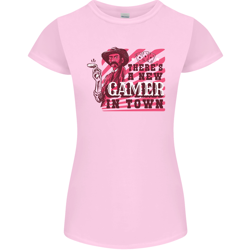 There's a New Gamer in Town Gaming Womens Petite Cut T-Shirt Light Pink