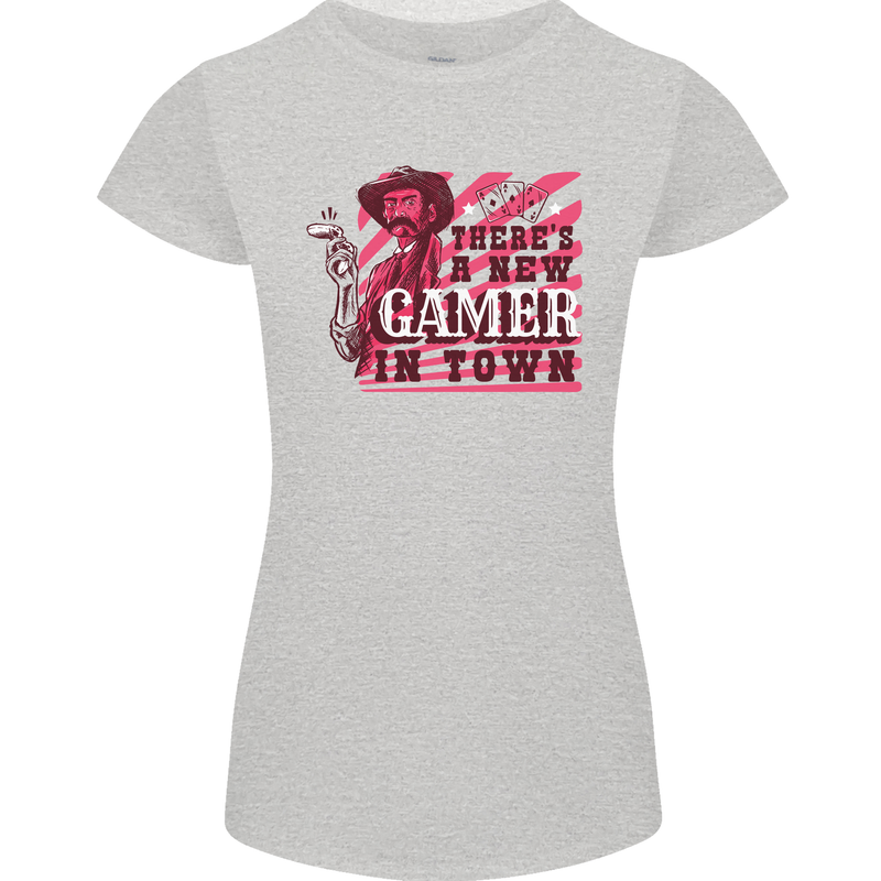 There's a New Gamer in Town Gaming Womens Petite Cut T-Shirt Sports Grey
