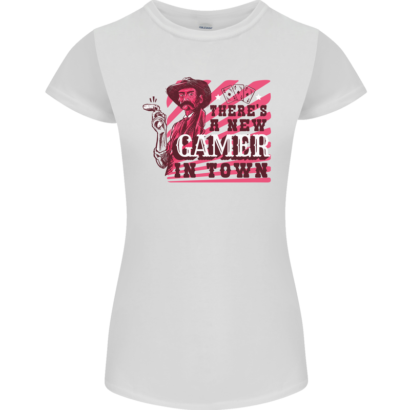 There's a New Gamer in Town Gaming Womens Petite Cut T-Shirt White