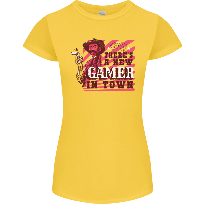 There's a New Gamer in Town Gaming Womens Petite Cut T-Shirt Yellow