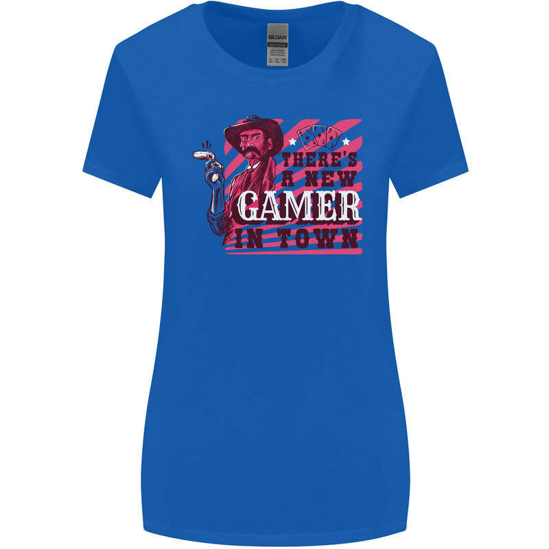 There's a New Gamer in Town Gaming Womens Wider Cut T-Shirt Royal Blue