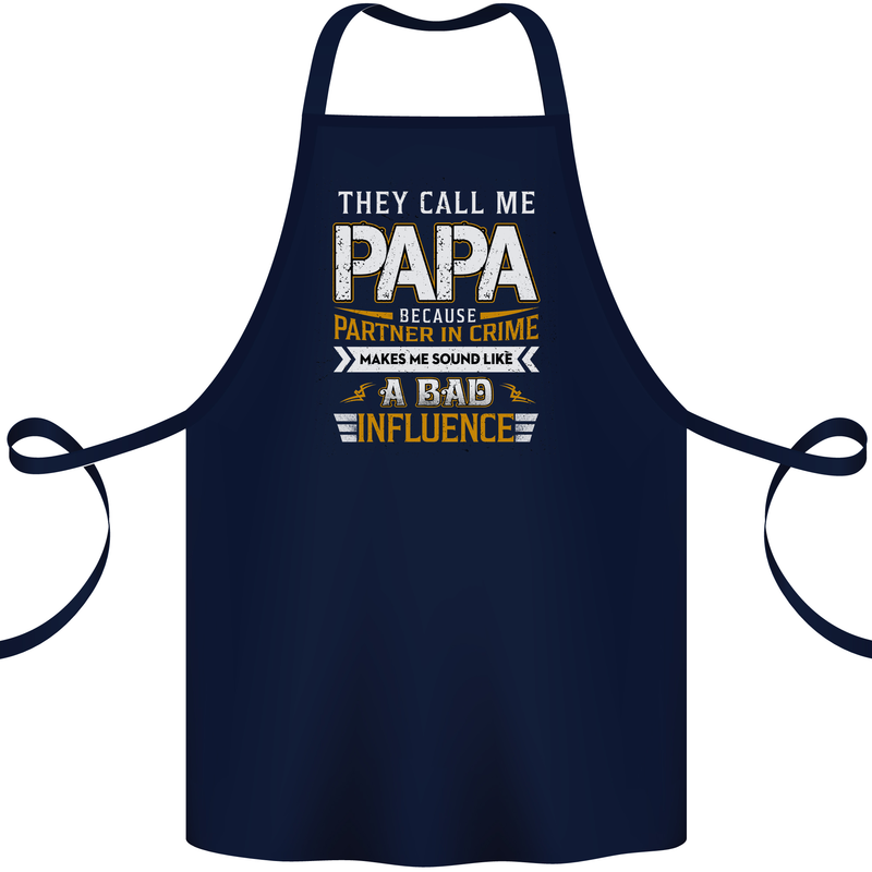 They Call Me Papa Funny Father's Day Cotton Apron 100% Organic Navy Blue