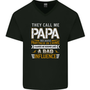 They Call Me Papa Funny Father's Day Mens V-Neck Cotton T-Shirt Black