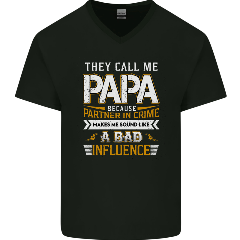 They Call Me Papa Funny Father's Day Mens V-Neck Cotton T-Shirt Black