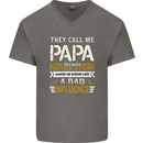 They Call Me Papa Funny Father's Day Mens V-Neck Cotton T-Shirt Charcoal