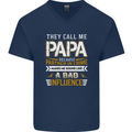 They Call Me Papa Funny Father's Day Mens V-Neck Cotton T-Shirt Navy Blue