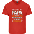 They Call Me Papa Funny Father's Day Mens V-Neck Cotton T-Shirt Red