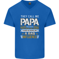 They Call Me Papa Funny Father's Day Mens V-Neck Cotton T-Shirt Royal Blue