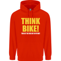 Think Bike! Cycling Biker Motorbike Bicycle Mens 80% Cotton Hoodie Bright Red