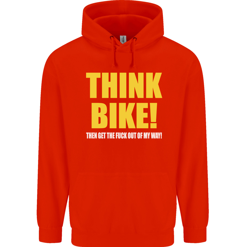 Think Bike! Cycling Biker Motorbike Bicycle Mens 80% Cotton Hoodie Bright Red
