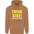Think Bike! Cycling Biker Motorbike Bicycle Mens 80% Cotton Hoodie Caramel Latte