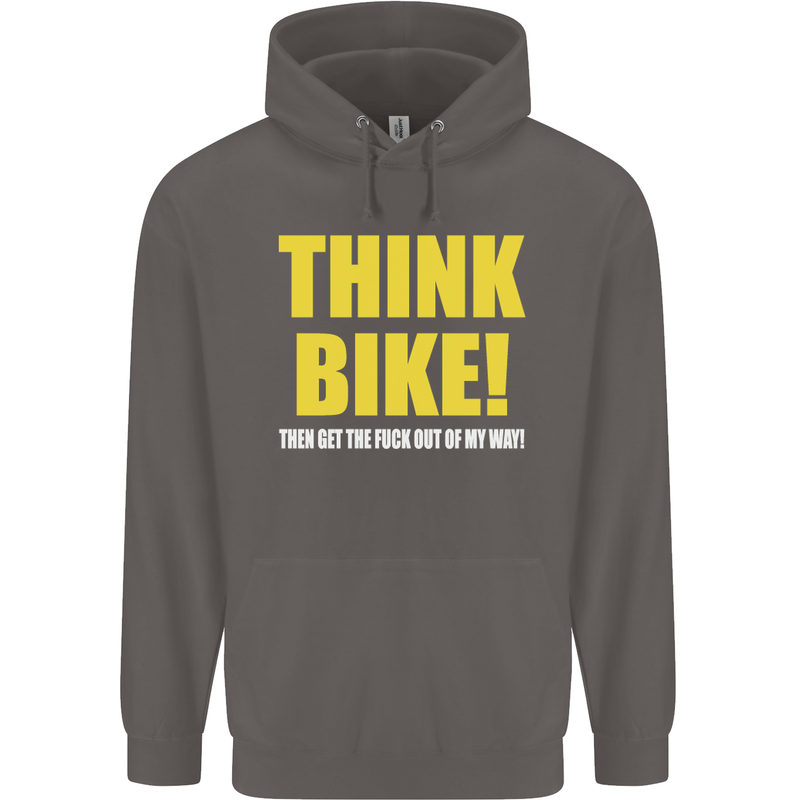 Think Bike! Cycling Biker Motorbike Bicycle Mens 80% Cotton Hoodie Charcoal