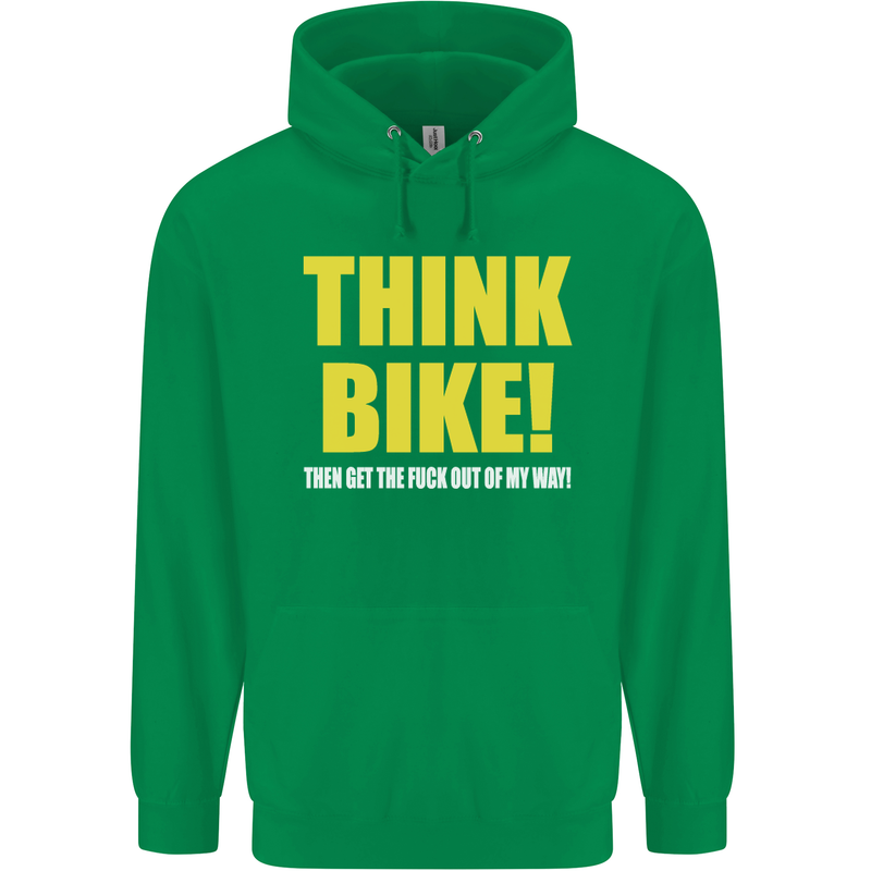 Think Bike! Cycling Biker Motorbike Bicycle Mens 80% Cotton Hoodie Irish Green