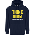 Think Bike! Cycling Biker Motorbike Bicycle Mens 80% Cotton Hoodie Navy Blue