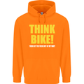 Think Bike! Cycling Biker Motorbike Bicycle Mens 80% Cotton Hoodie Orange